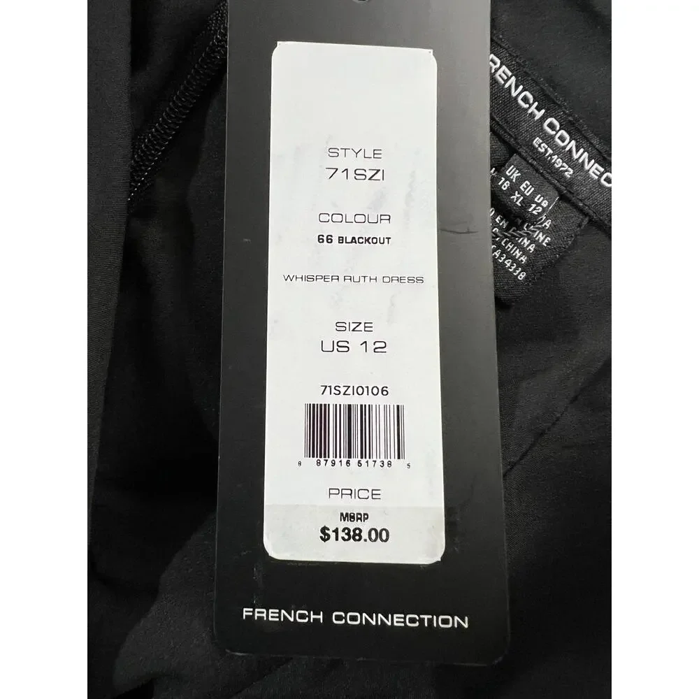 FRENCH CONNECTION WOMENS 12 WHISPER RUTH MINI DRESS BLACK COCKTAIL PARTY NEW - Picture 12 of 14